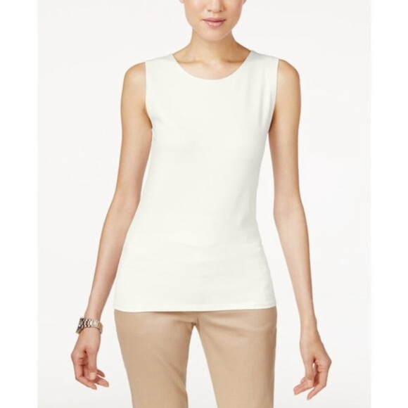 Alfani Women's Extra Small Ivory Sleeveless Layering Stretchy Tank Top NWT - Picture 1 of 4